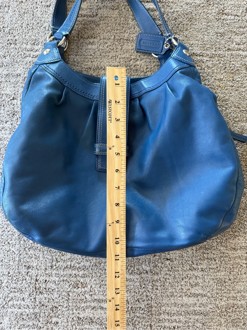 Coach Soho Pleated Leather Lynn Large Hobo Blue F15075 - Picture 15 of 16